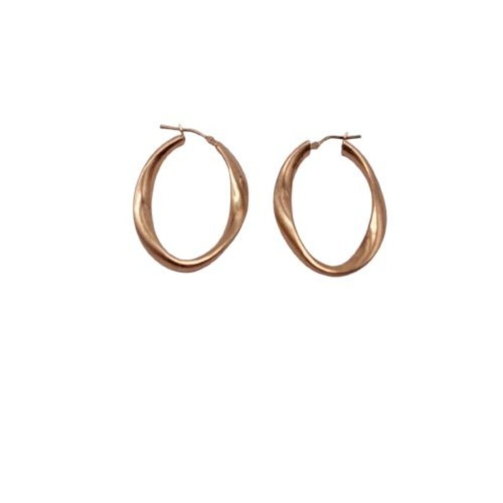 Bronze Milor Italy Gold Tone Oval Hoop Earrings Elegant Jewelry